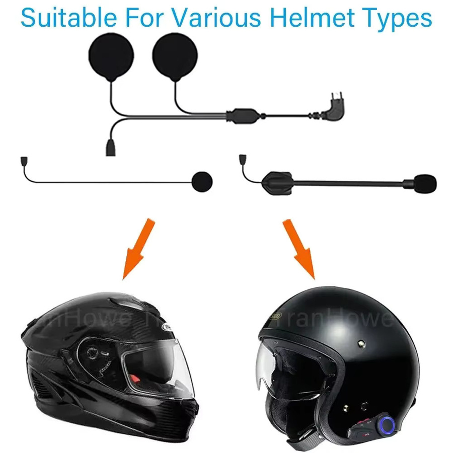 MaxTo 2 in 1 Kopfhörer Mikrofon Zubehör Set für Motorrad Full Face Helme in Schwarz - Bild 2