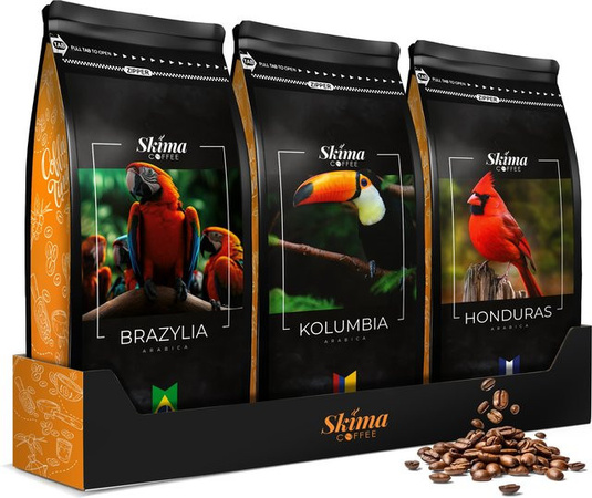 SKIMA COFFEE, Arabica, Ganze Kaffeebohnen, Brasilien/Kolumbia/Honduras, 3 x 1 kg