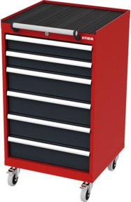 STIER Mobiler Schubladenschrank mit 6 Schubladen aus Stahl, rot/anthrazitgrau, B/T/H: 60,0 x 57,5 x 109,0 cm - Bild 1