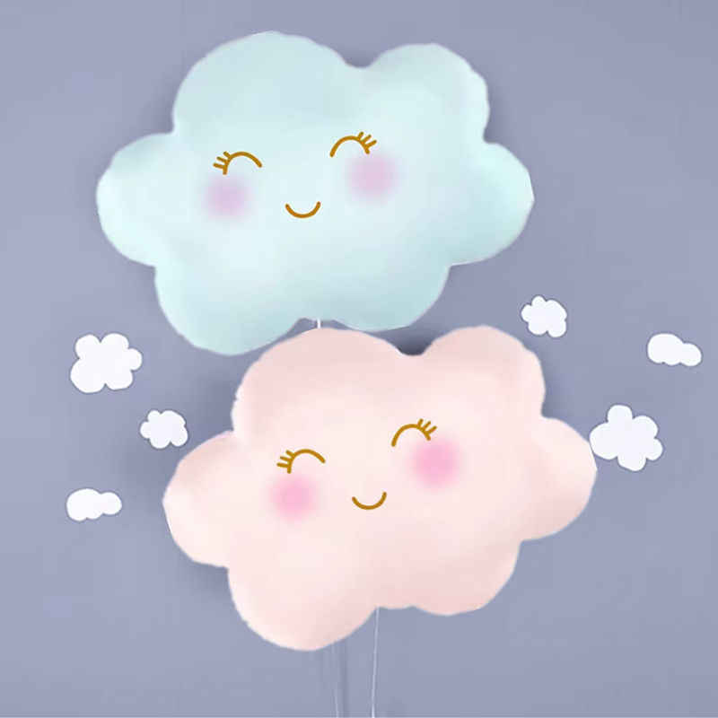 3er-Set Smiley Wolken Folienballons in Rosa, Blau und Weiß für Geburtstag, Hochzeit oder Babyparty - Bild 2