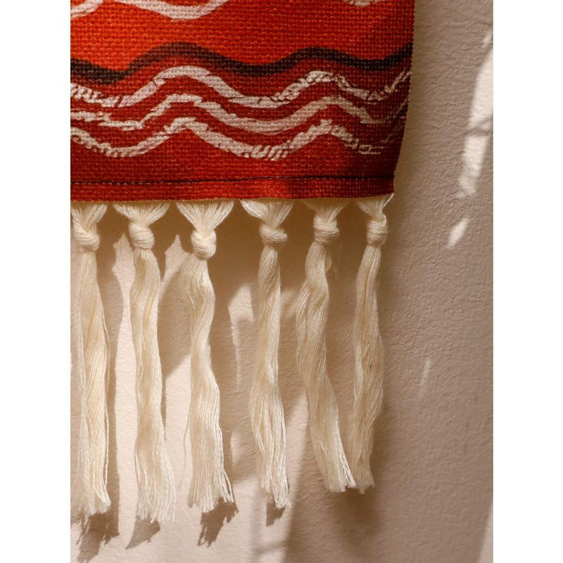 SEEQS Makramee Wandbehang mit Berg- und Sonnenuntergang Motiv in Boho-Stil, mehrfarbig, quadratisch - Bild 2
