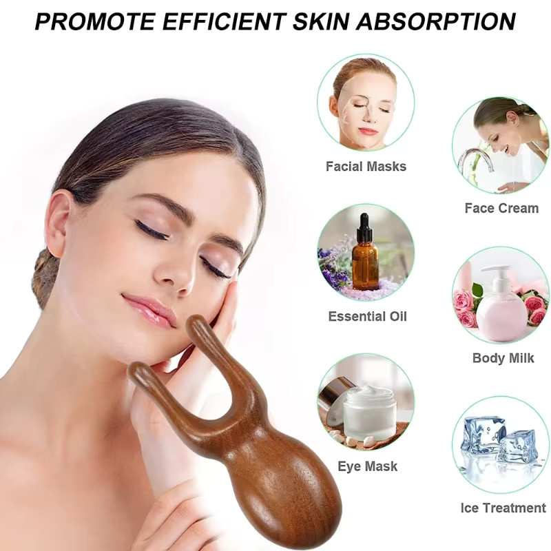 LZJV Gua Sha Gesichtsmassagegerät aus Sandelholz, Unisex - Bild 5