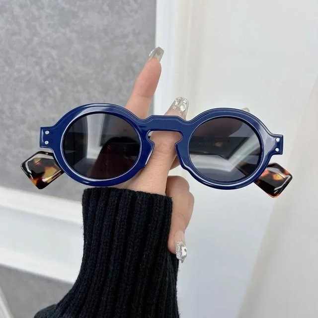 Runde Sonnenbrille, Unisex, Vollrand, Kunststoff, blau - Bild 1