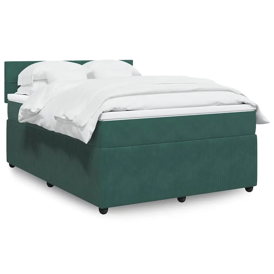 vidaXL Boxspringbett mit Matratze aus Samt in Dunkelgrün mit USB-Anschluss und Unterbettbeleuchtung, B/T: 160 x 200 cm - Bild 2