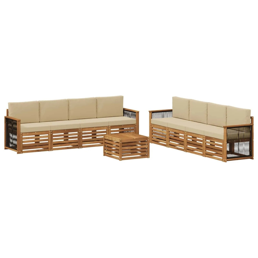vidaXL Sofagarnitur aus Massivholz Akazie mit 9 Kissen in Natur-beige - Bild 2