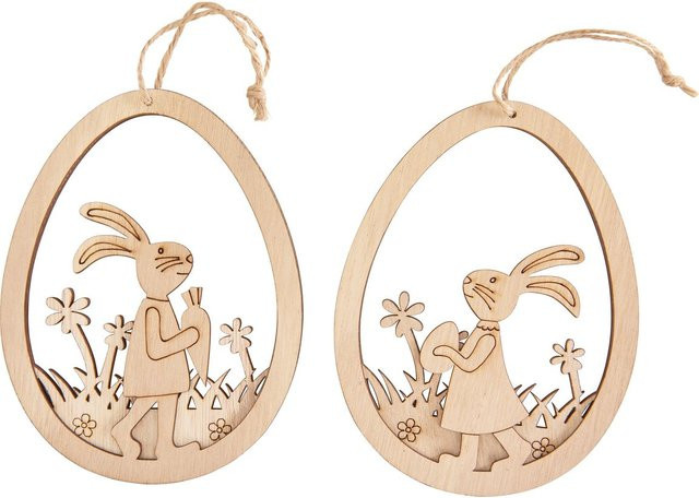 VBS Ei-Anhänger Hasen in Beige aus Sperrholz für Ostern - Bild 1