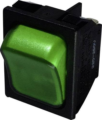 TRU Components Wippschalter TC-R13-87B-02 Grün, 1 x Aus/Ein rastend, 250 V/AC, 10A - Bild 1