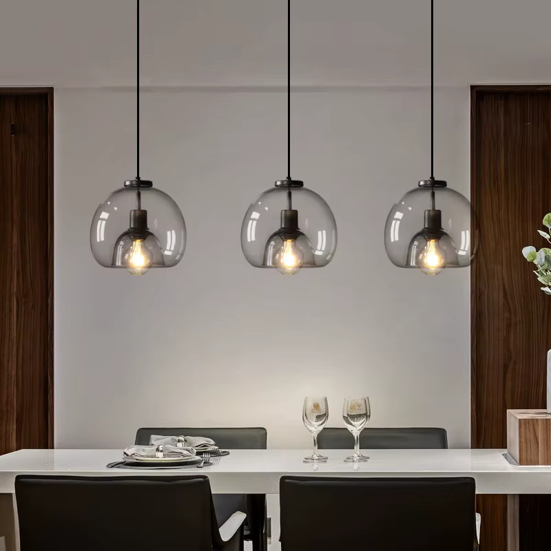 TAONUANSHU Nordische Glas-Pendelleuchte in Rauchgrau für Wohnzimmer, Esszimmer und Kücheninsel - Bild 4