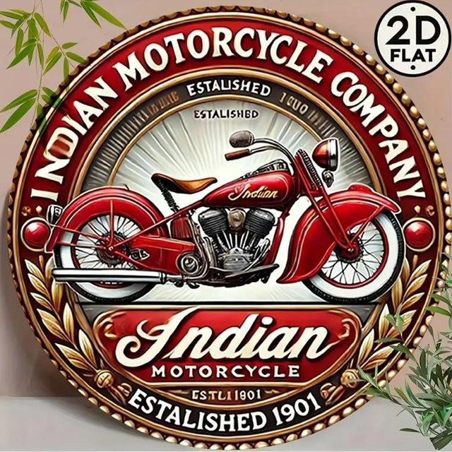 IronHorseArt Rundes Metallschild Motor Company 1901 – Klassisches Rotes Eisenblechgemälde mit Grafik und Typografie - Bild 1