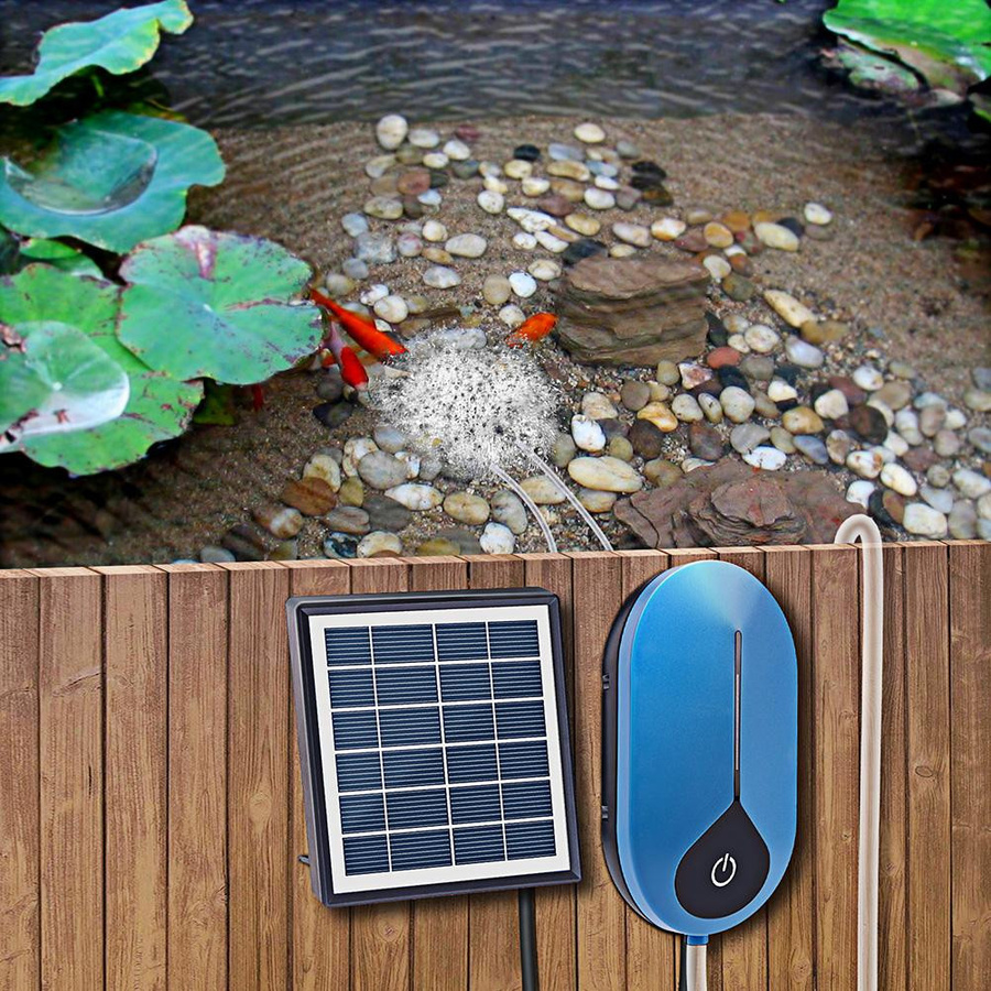 Wosawe Solar-Luftpumpe-Kit USB tragbarer Teichbelüfter mit Schlauch und Luftstein für Fischbecken und Garten - Bild 3