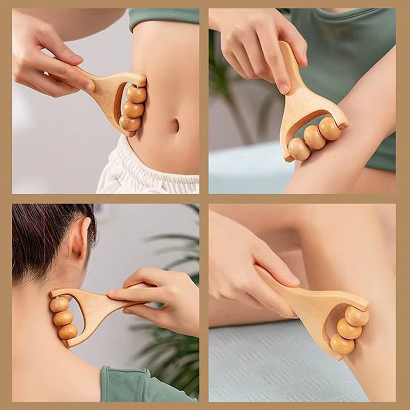 HNKMP Holz-Rollenmassager für Körper, Gesicht, Schulter, Nacken und Hand, Unisex - Bild 2