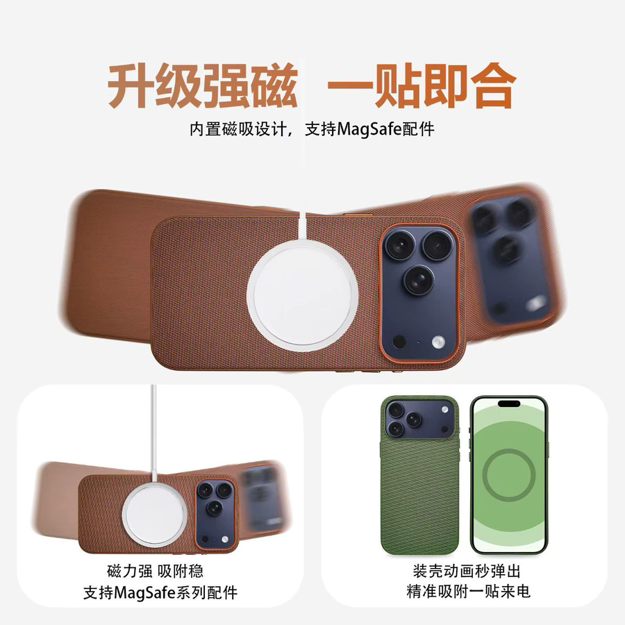 Apple iPhone 17 Pro Max Air Handyhülle mit magnetischer Webstruktur und Kamerasteuerung in Grün - Bild 4