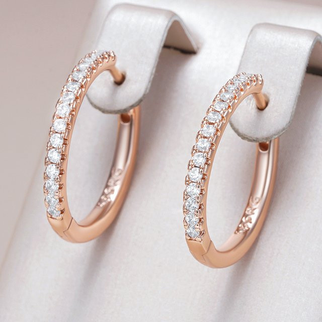 Kinel Creolen 585 Roségold, Zirkonia, Damen, Vintage - Bild 1