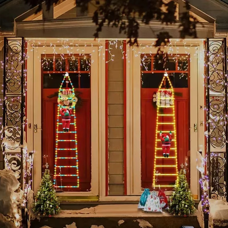 VENUSWING Weihnachtsmann Kletterleiter Lichterkette mit Fernbedienung, USB-betrieben, Mehrfarbig, 8 Beleuchtungsmodi zur Weihnachtsdekoration für Wand und Fenster - Bild 2