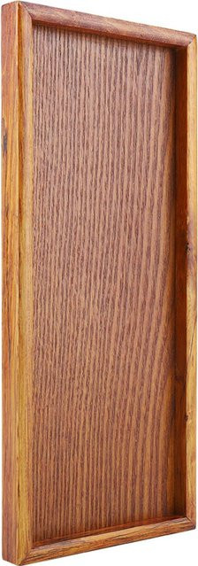 Rechteckiges Teetablett aus Holz von KaiSai in Braun, Serviertisch für Snacks und Lebensmittel, B/T: 35 x 15 cm - Bild 1