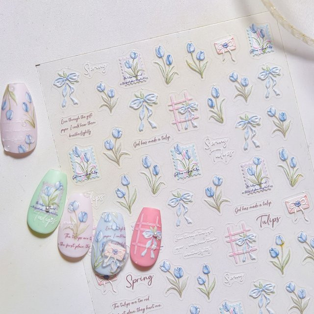 NAILFYOU Nagelsticker, Tulpe Lavendel Blau-Lila Farbverlauf - Bild 1