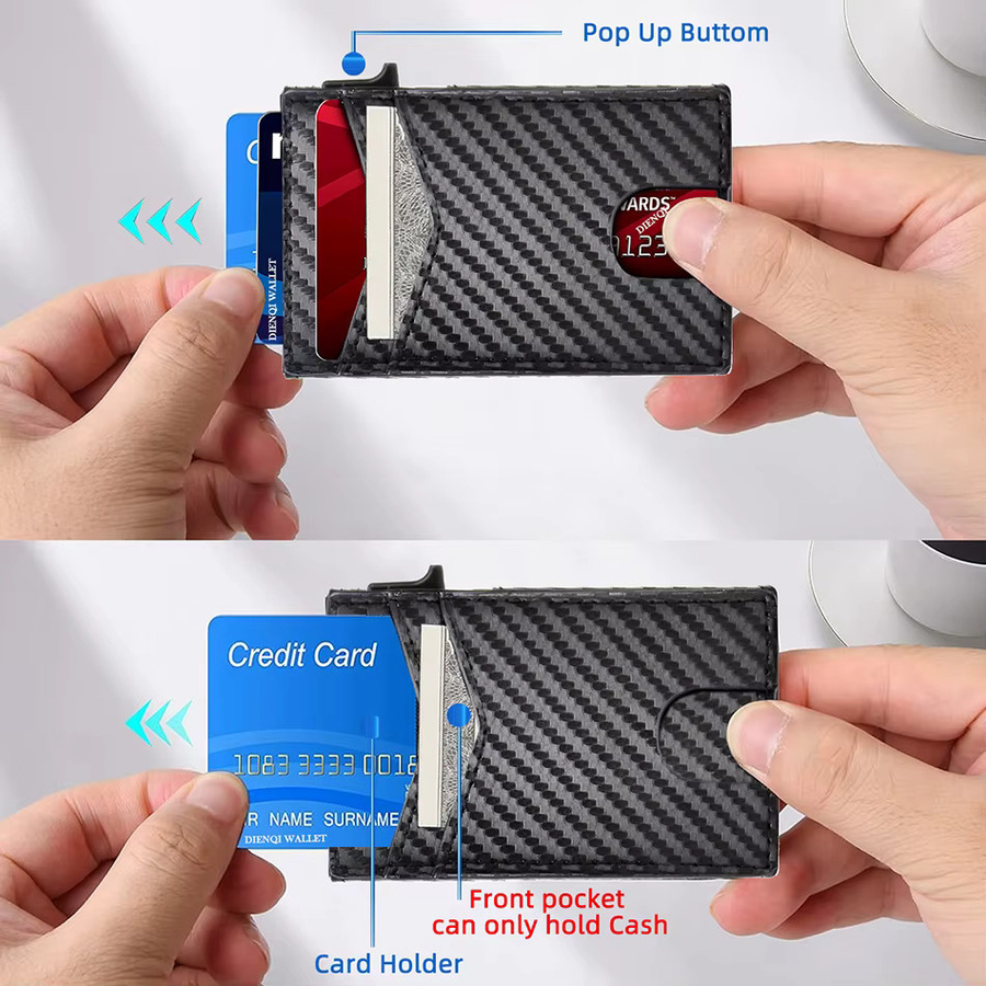 DIENQI MagSafe Kreditkartenhalter für Herren mit RFID-Blockierung, Magnetische Geldbörse im Carbon-Design für iPhone 16 15 14 Pro Max, Schwarz - Bild 5