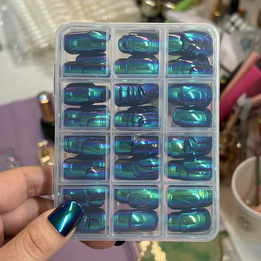 MingLee Press on Nails, Green, Short Square, Glänzend - Bild 6