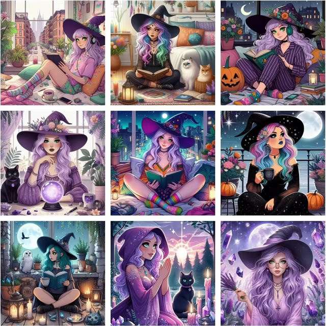 KAYOU 5D Diamantmalerei Set Cartoon Junge Hexe Anime Motiv Multicolour DIY Mosaik Stickerei - Bild 1
