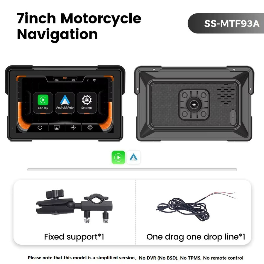 MEKEDE Motorrad Smart Display mit kabellosem CarPlay und Android Auto, 2K Dashcam mit Front- und Rückkamera, IP7 wasserdicht, GPS-Navigation und Bluetooth, Schwarz - Bild 7