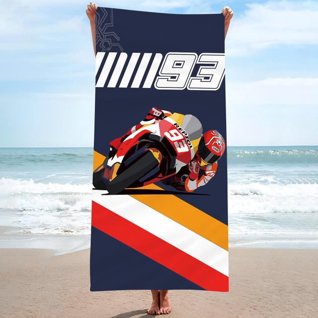 JMG Household Supplies M-Marquezs Motorrad Strandtuch mit Anime-Print, Mehrfarbig, B/H: 75 x 150 cm - Bild 1