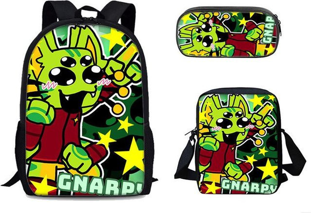 Fancy Style Studio Regretevator Gnarpy Set aus Rucksack, Umhängetasche und Federmäppchen in Grün und Multicolour - Bild 1