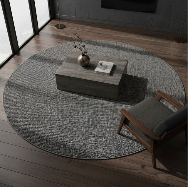 Flachwebteppich CIMA von Kadima Design, einfarbig, Grau, Durchmesser: 160 cm - Bild 1