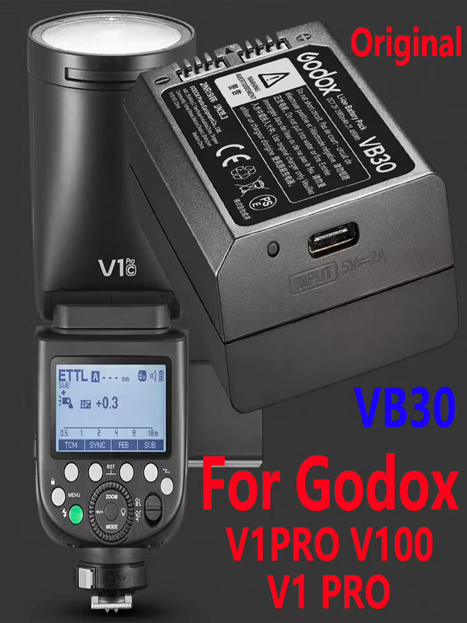 Godox VB30 Lithium-Ionen-Batterie 2980 mAh in Schwarz für Godox V1PRO und V1 Speedlite-Blitze - Bild 1