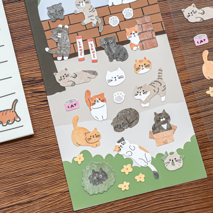 BONITO Koreanischer Import Papieraufkleber Streunende Katze Scrapbook Dekoration Multicolour - Bild 5