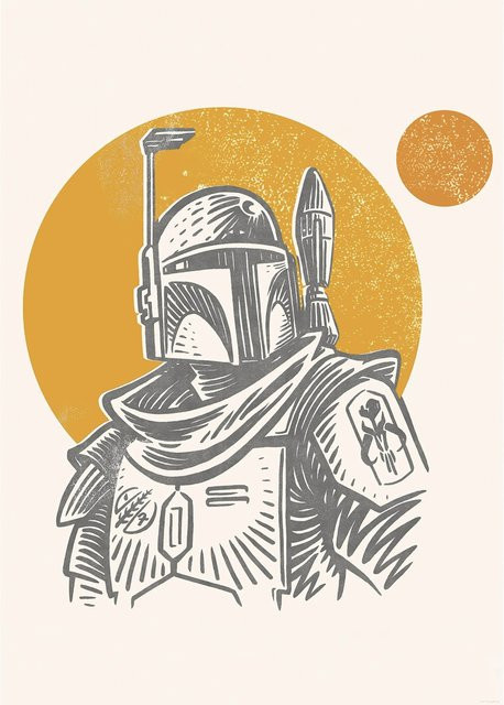 Komar Wandbild Star Wars Boba Fett Illustration, Beige, B: 50 cm, H: 70 cm - Bild 1