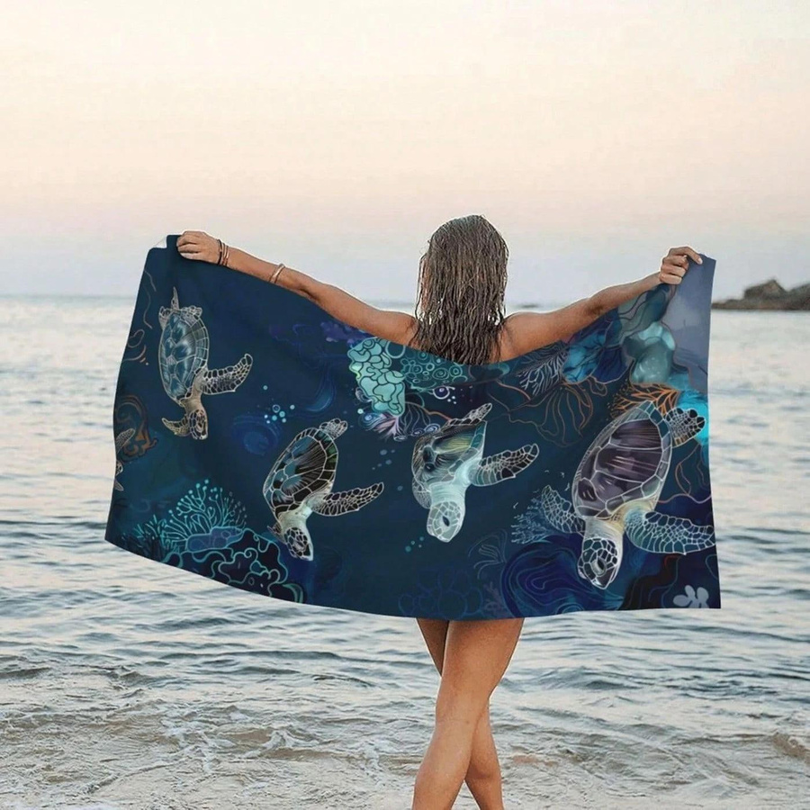 Ka Chen Muda Strandtuch Meeresschildkröte aus Polyester, schnelltrocknend und leicht, B: 30 cm, H: 60 cm - Bild 4