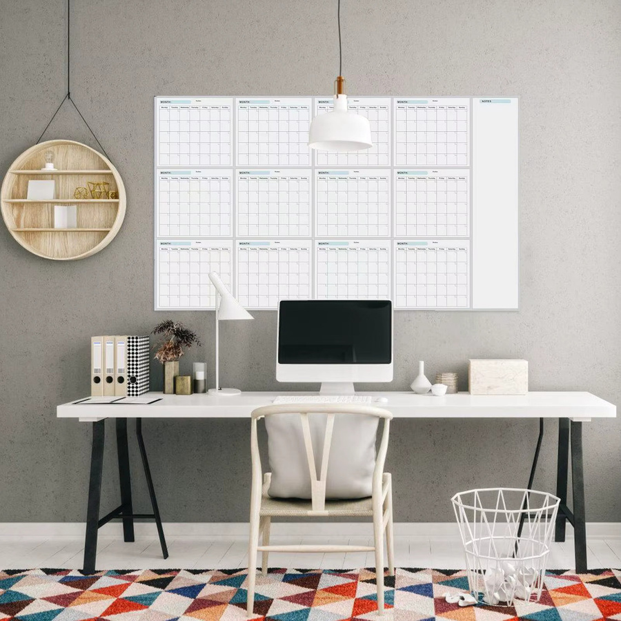 Trocken abwischbarer Jahres-Whiteboard-Kalender in Weiß mit To-Do-Liste und integriertem Jahresplaner - Bild 3