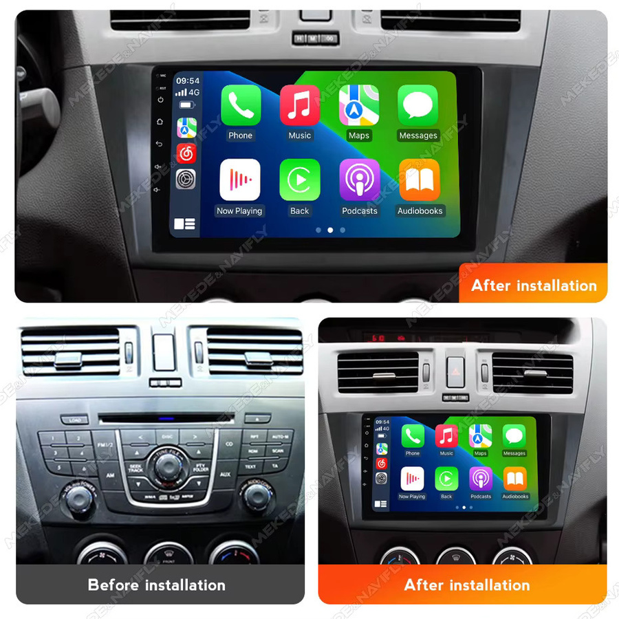 STRONGNAVI Android 14 Autoradio für Mazda 5 2010-2015 mit 9 Zoll IPS Bildschirm, GPS-Navigation, Wireless Carplay und Android Auto, Schwarz - Bild 2