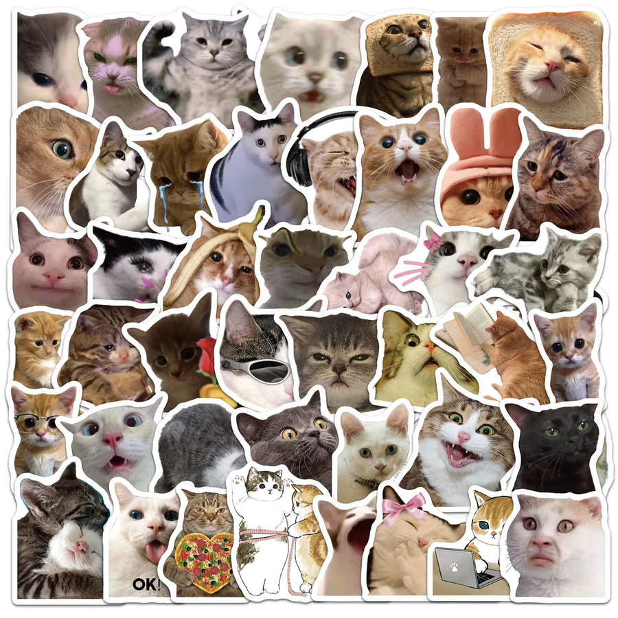 GOGOTU Katzen-Meme-Graffiti-Aufkleber, 50-teiliges Set, multicolour - Bild 3