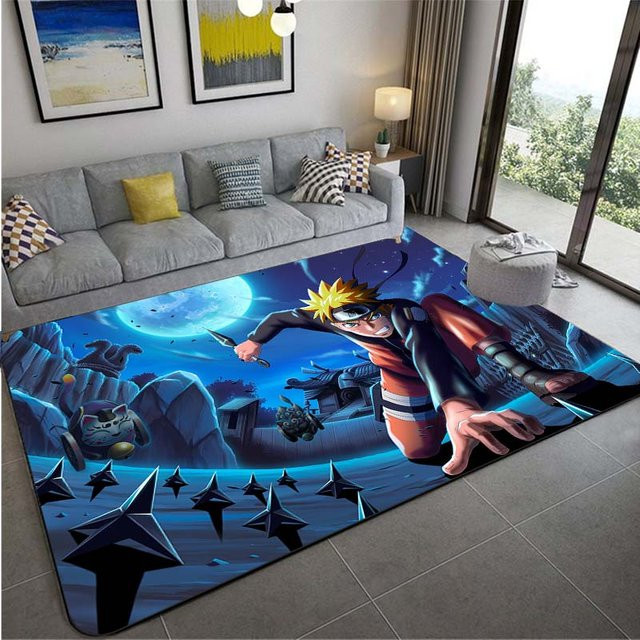 Rutschfester Anime Naruto Teppich von YunhengTechnology in Blau, weiche Bodenmatte für Wohnzimmer und Schlafzimmer, B/T: 90 x 60 cm - Bild 1