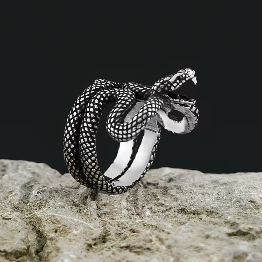 NORTHMAN Ring Edelstahl, Silber, Schlangen, Vintage, Unisex - Bild 2