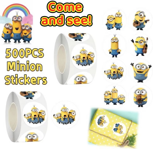 500 Minions Aufkleber mit niedlichen Cartoon-Motiven in Multicolour zur Dekoration von Notizbüchern und als Siegelaufkleber - Bild 1