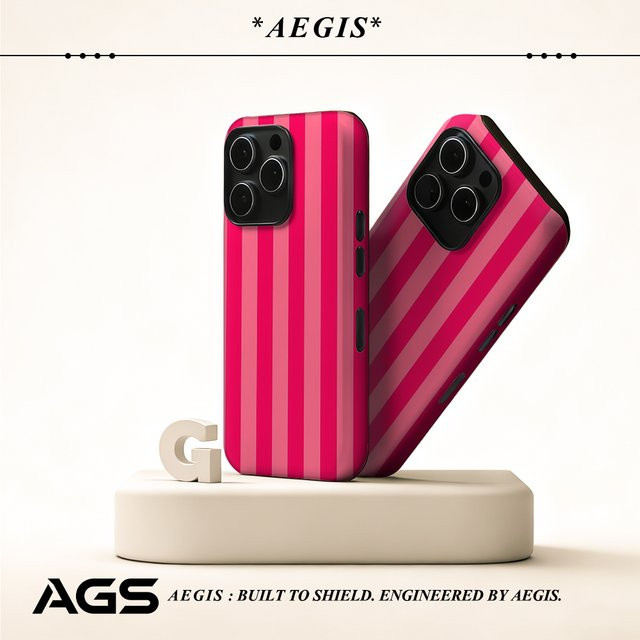 Robuste doppelschichtige Handyhülle mit vertikalen Streifen für iPhone 17 16 15 14 13 Pro Max Plus von Potdemiel in Pink mit Magnetfunktion - Bild 1