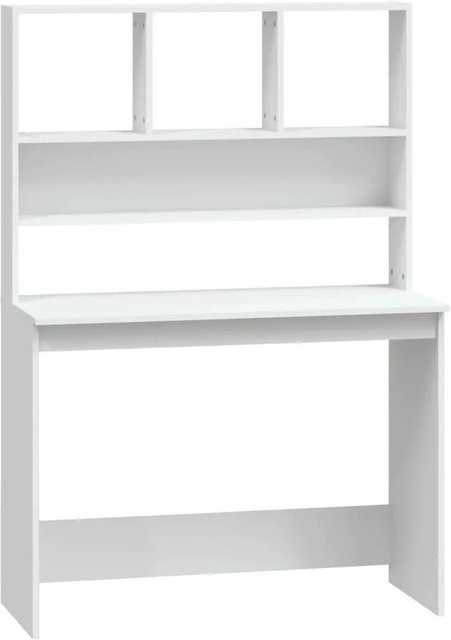 vidaXL Schreibtisch mit Regal in Weiß aus Holzwerkstoff B/T/H: 102 x 45 x 148 cm - Bild 1