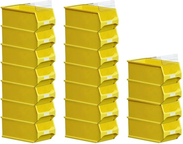 PROREGAL SuperSparSet 18 Stück Sichtlagerbox 4.0 mit Abdeckung in Gelb, H x B x T: 15 x 20 x 35 cm, 7,2 Liter Sichtlagerbehälter - Bild 1