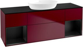 V&B Waschtischunterschrank Finion mit Wandbeleuchtung, Breite: 160 cm, Tiefe: 50,1 cm, Höhe: 50,1 cm, Farbe: Blau lackiert - Bild 1