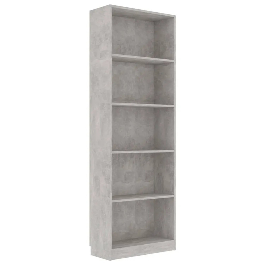 vidaXL Bücherregal mit 5 Fächern aus Holzwerkstoff in Betongrau, B/T/H: 60 x 24 x 175 cm - Bild 2