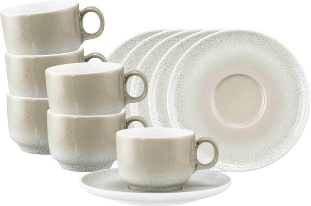 Seltmann Weiden Kaffeetassen mit Untertassen Sento Home, Weiß, 6er Set, 210 ml - Bild 1
