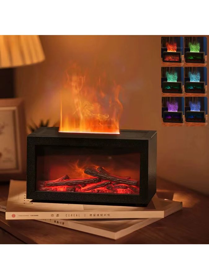 BAIHUAN Flammen-Aroma-Diffusor mit Kamin-Effekt und Nachtlicht, elektrischer Luftbefeuchter in Schwarz - Bild 2