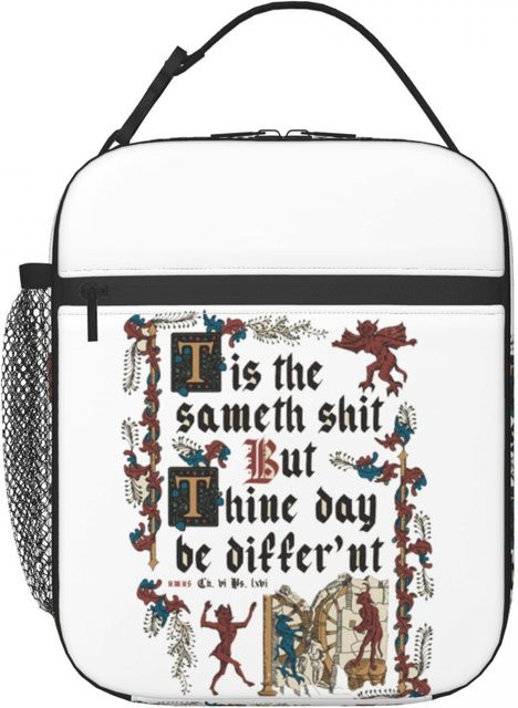 Isolierte Lunchtasche im Mittelalterstil von Fancy Style Studio, Farbe: Weiß, Tragbare Thermobox für Damen und Kinder - Bild 1
