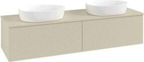 V&B Waschtischunterschrank Antao mit Frontstruktur und Beleuchtung, Farbe: Grau lackiert, B: 160 cm, T: 50 cm - Bild 1