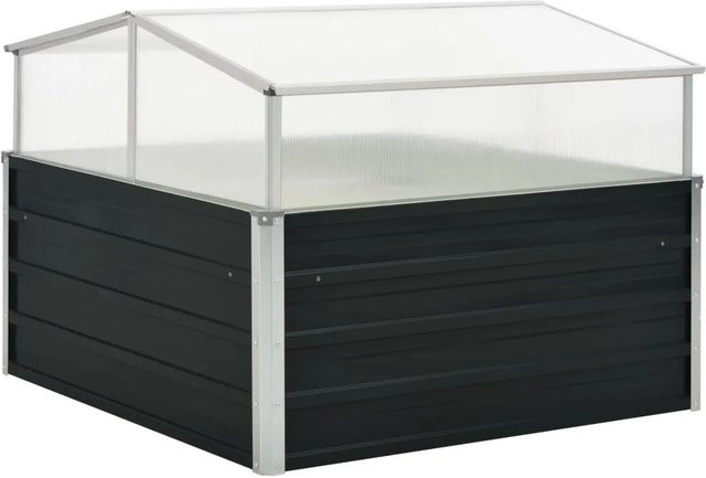 vidaXL Gewächshaus Anthrazit aus verzinktem Stahl und Polycarbonat B/T/H: 100 x 100 x 77 cm - Bild 1