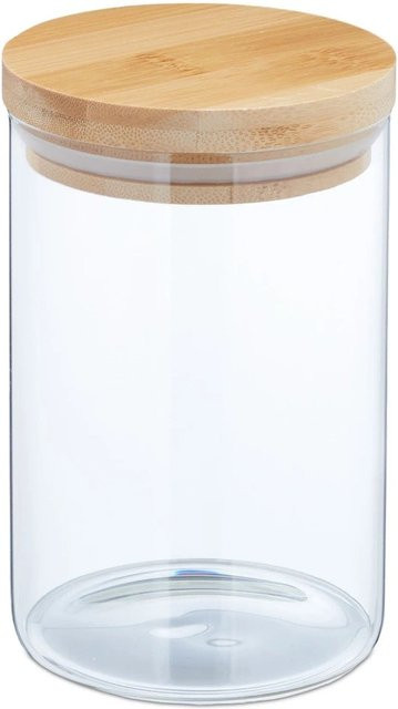 Relaxdays 3er Set Vorratsgläser aus Glas mit Bambusdeckel, transparent, luftdicht, 800 ml pro Glas - Bild 1
