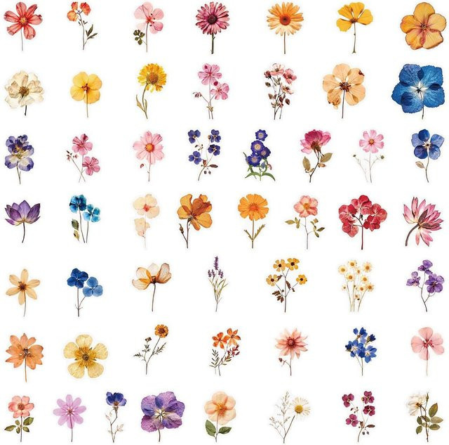 Rd lala Cartoon-Blumenaufkleber aus transparentem PET, wasserdichte Blumen-Dekoration für Notizbücher und Schreibwaren, Mehrfarbig - Bild 1