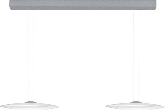 Bankamp Disc 2378 LED-Pendelleuchte 2-flammig aus Aluminium und Glas in Weiß und Silber, dimmbar, warmweiß 2700K - Bild 1